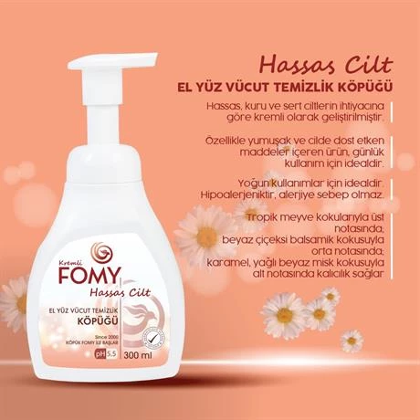 FOMY Hassas Cilt Kuru Sert Ciltler Yoğun Nemlendirici Kremli Köpük Sabun Ekonomik Set 1800+300 ml - 2