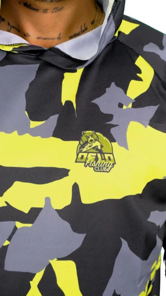 Oslo Performans Balıkçı T-Shirt Kapüşonlu Yellow Camo - 6