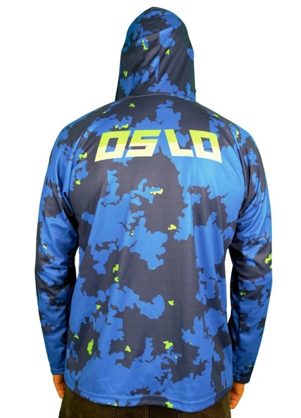 Oslo Performans Balıkçı T-Shirt Kapüşonlu Blue Camo - 3