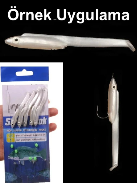 Eagenset İğneli Silikon Balık 5,5 Cm Beyaz Fosforlu Glow Karanlıkta Parlayan Gözler  (2 Adet) - 6