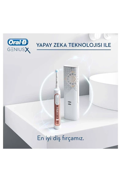 Oral-B Genius x Luxe Edition Yapay Zeka Destekli Şarj Edilebilir Diş Fırçası Rosegold + Seyahat Kabı - 6
