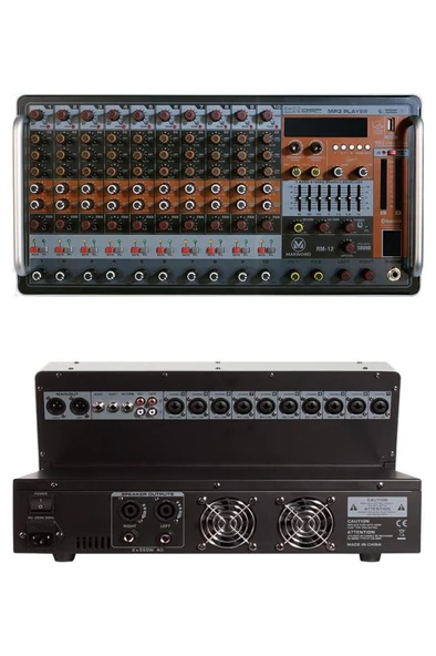 Maxword RM-12 Yüksek Kaliteli Rack Tipi Mixer 12 Kanal 2x550 Watt - Resim 2