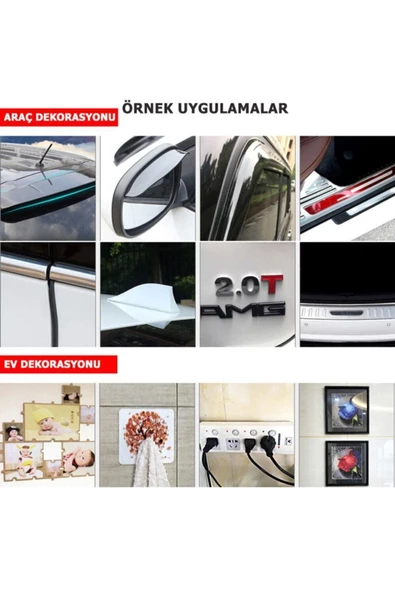 BK22 Silikonlu Çift Taraflı Montaj Bandı Süper Güçlü Bant 10mm X 5 Metre - 4