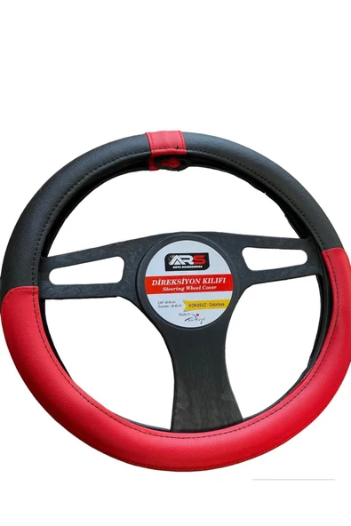 ARSVİSİON AUTO ACCESSORIES Premium Lüks Geçmeli Direksiyon Kılıfı Kokusuz GEMİCİ KIRMIZI SİYAH