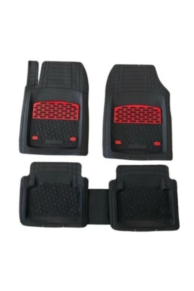 ARSVİSİON Renault Megane 2 Uyumlu Universal Derin 3d Havuzlu Paspas Kırmızı