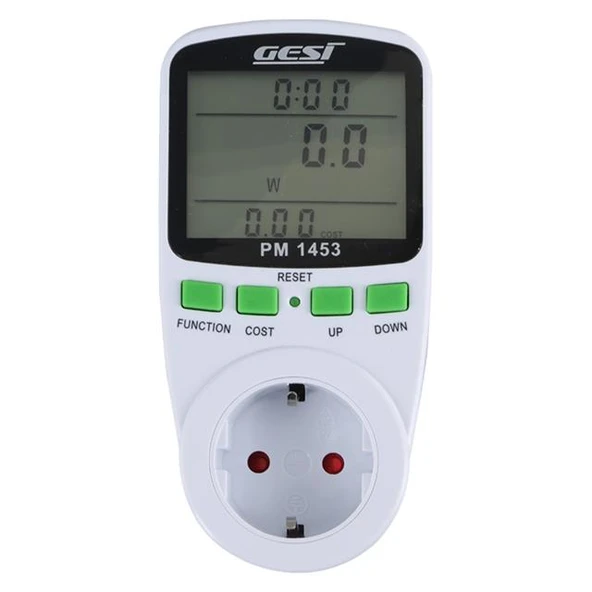Zemheri Dijital Wattmetre Enerji Sarfiyat Ölçer Tüketim Ölçer Tekli Priz 220 Volt 16 Amper 3680 Watt - 5