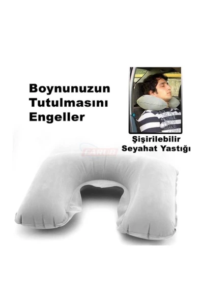 Carub Seyahat Boyun Desteği Şişirilebilir Gri