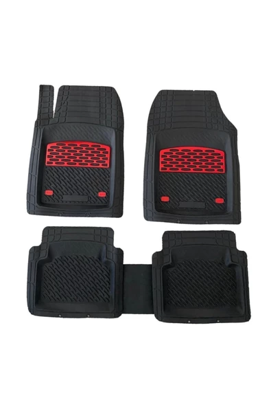 EMN Fiat Grande Punto 2005 2013 Kesilebilir Uyumlu Universal Paspas Derin Havuzlu Krom Kırmızı