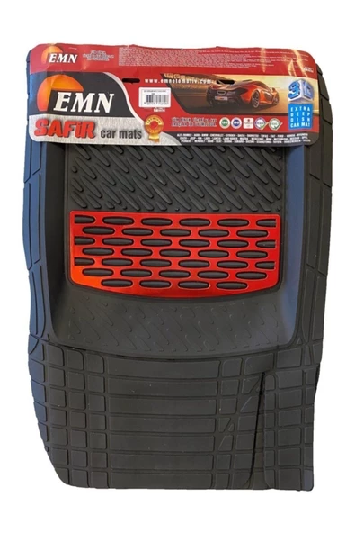 EMN Ford Fiesta 2009 Sonrası Kesilebilir Uyumlu Universal Paspas Derin Havuzlu Krom Kırmızı - 2