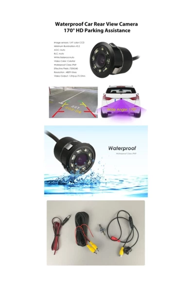 AUDİOMAX Geri Vites Görüş Kamerası Ir Led Gece Görüşlü Mesafe Çizgili Infrared - 2