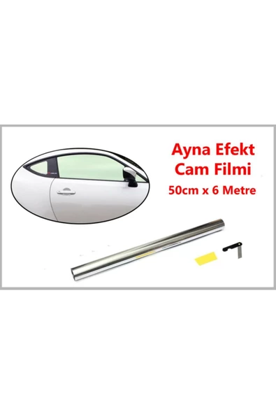 Kgn Ayna Cam Film Oto Cam Filmi Silver Aynalı Cam Filmi 6 Metre X 50 cm Aparatlı Kutulu Ev Ofis Oto Araç - 2