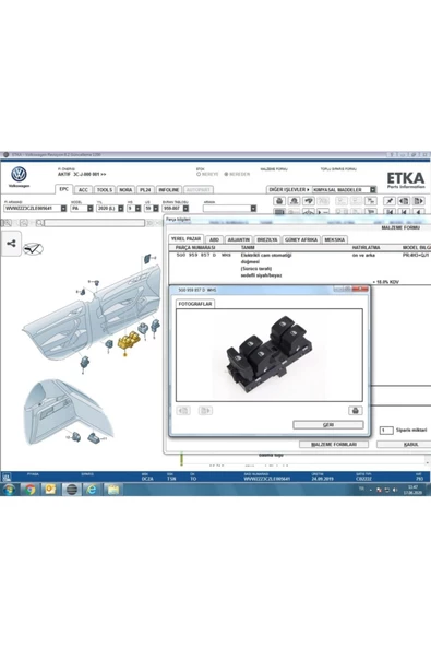 OEM Golf 7, Passat B8, Touran,tiguan Sol Cam Düğmesi Dörtlü 5g0959857d - 2