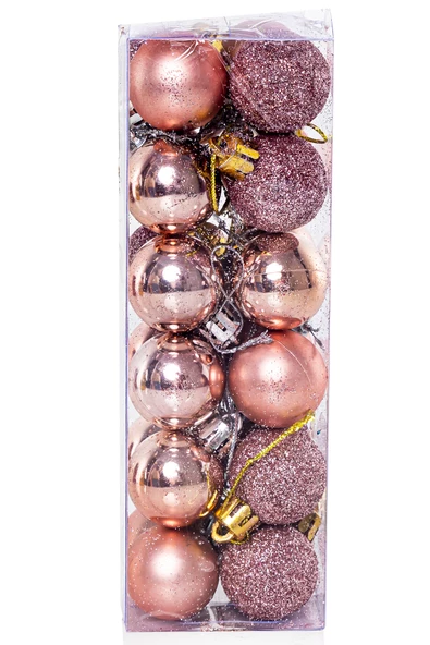 Yılbaşı Çam Ağacı Süsü Rose Gold Top 3 cm 24'lü - 2