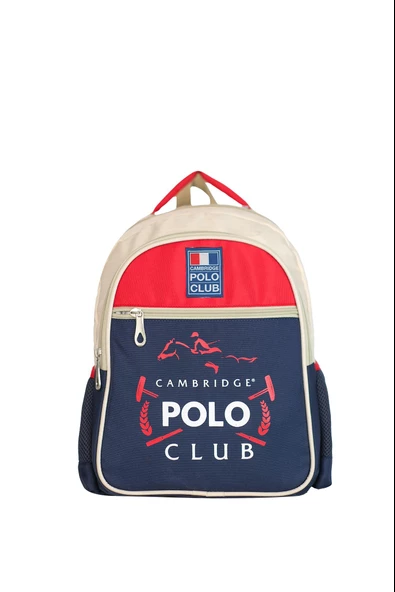 Çocuk Kol Saati Hediyeli Cambridge Polo Club Büyük Kapasiteli Çocuk Okul Çantası CPC.C3014 - 2