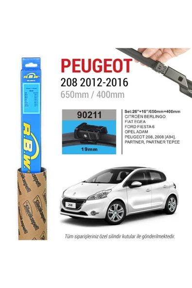 Rbw Peugeot 208 Muz Silecek Takımı (2012-2020)