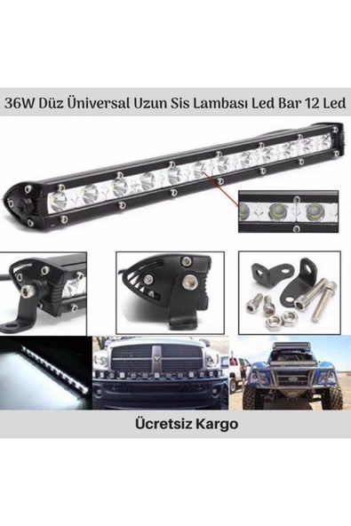 ALIYA Off Road Tek Sıra Led Bar Düz 12v 33 Cm 36w 12 Ledli Cree Led ürün görseli