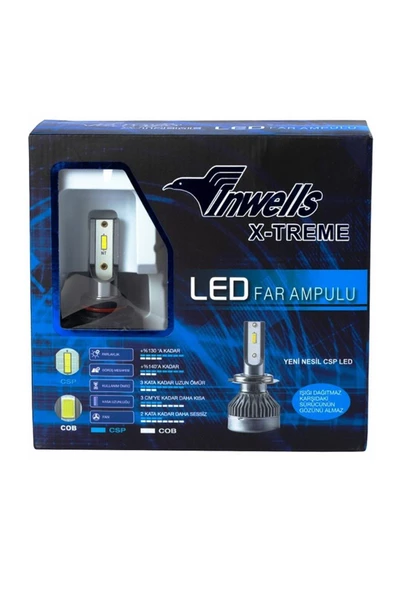Inwells H7 Yeni Nesil Metal Turbo Led Xenon Ampul Seti 10000 Lümen - 2