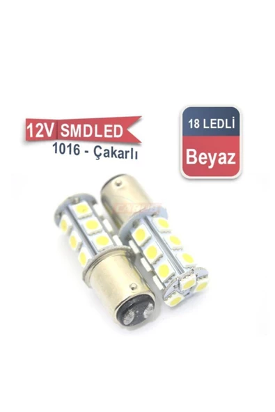 Carub Crystal Palace 12volt Çift Duy Led Ampul 18 Ledli 1016 Ampul (flash) Beyaz Led Park Stop