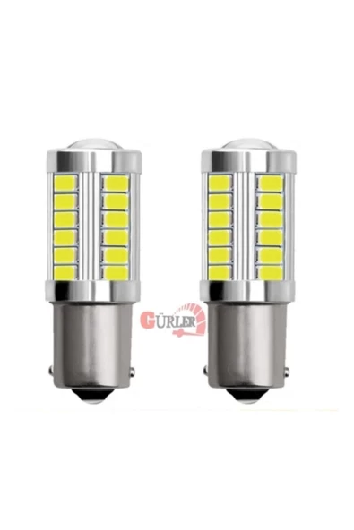 gürlerotoaksesuar 93 P21w Geri Vites Ledi Stop Sinyal Led Ampul 12v Mercekli Beyaz 2adet - 3
