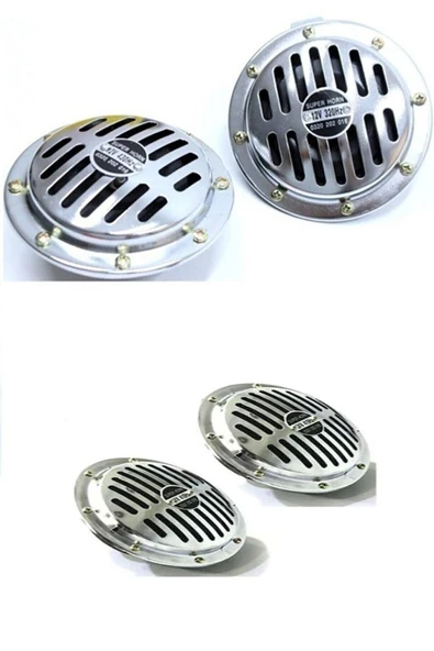 ARSVİSİON AUTO ACCESSORIES Hella Tip Korna Süper Ton 12 V Uyumlu Nikelajlı Korna 4 Adet Yüksek Ses - 1