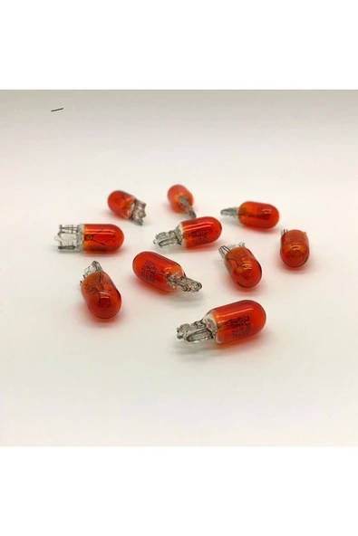 İncirOTO 12v T10 W5w Dipsiz Park Gösterge Ampulü 10 Adet Turuncu Dipsiz Park Ampulu Turuncu Uyumlu