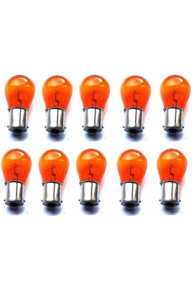 İncirOTO 10 Adet 12v 93 21w Sarı Sinyal Ampulü Yakın Tırnak 1 Kutu Uyumlu