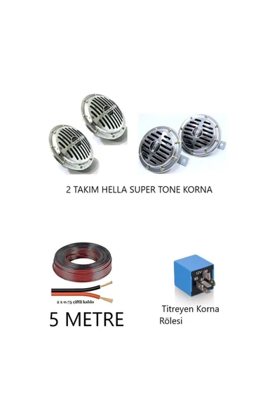 ARSVİSİON AUTO ACCESSORIES Hella Korna Süpertone 4 Lü Set 12 Volt Kromm 13 Cm