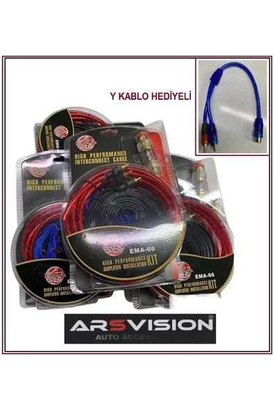 ARSVİSİON AUTO ACCESSORIES 8ga Kaliteli Kablo Seti Oto Anfi Tesisat Seti Y Kablo Hediyeli - 3