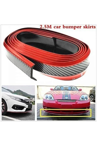 SAMURAI Ön Ez Lip Esnek Yumuşak 3m Yapışkanlı 2.5m Kırmızı Karbon