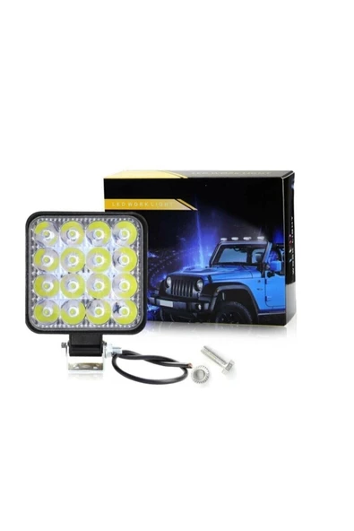 Carub Off Road Beyaz Işık Sis Farı Lambası 16 Led Kare 12-24v 48 Watt 20 Adet - 3