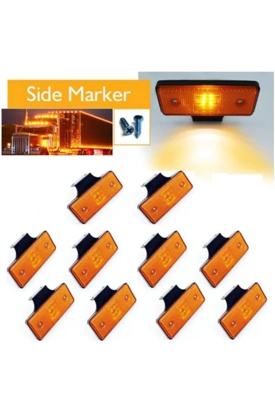 Light Kamyon Tır Dorse Otobüs Yan Marker Lamba (10 Adet ) Sarı 24 V E Onay Belgeli