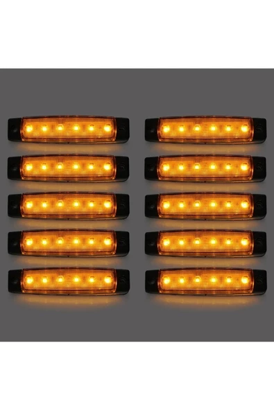 Emr Dorse Parmak Lamba 12 -24 Volt 6 Ledli Sarı Renk 10 Adet Parmak Led Dorse Kamyon Led Lamba Turuncu - 3
