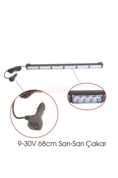 Carub 9v-30v Çakar Led Lamba Off-road (32 LEDLİ) (FONKSİYONLU) (SARI-SARI) (68 CM)