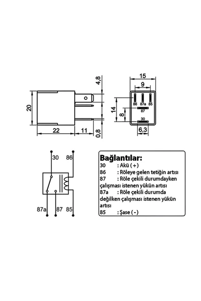 Üstün Mikro Röle 12v 40a 5p 5 Uyumlu Fişli Terminalli Dirençli Çift Platin - 4