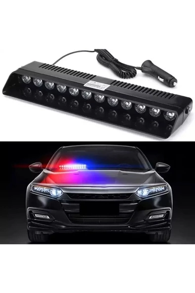 Tiger Marketing S12 Kumandalı Cam Içi Vantuzlu Çakar Kırmızı-beyaz-mavi S12 CAM İÇİ VANTUZLU