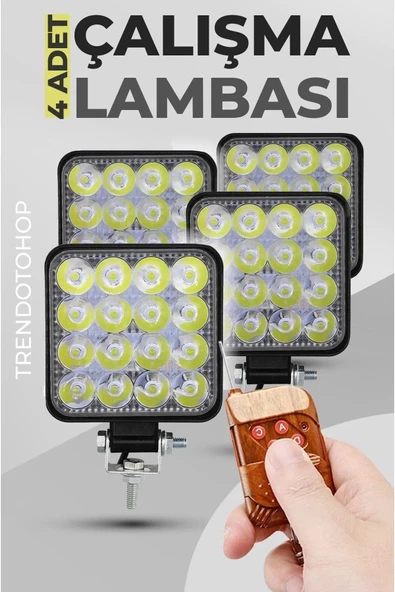 ARSVİSİON AUTO ACCESSORIES 16 Led Off Road Çalışma Ve Sis Lambası 4'lü 48w 12-24v ÇAKAR MODLU