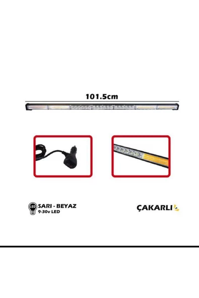 ARSVİSİON AUTO ACCESSORIES Tepe Led Bar Çakarlı Off Road 12-24v 101cm SARI BEYAZ  FONKSİYONLU