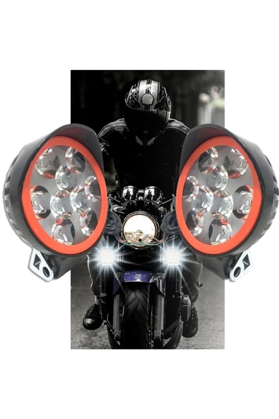 LEDX Motosiklet 9 Ledli Sis Far Çakar Modlu 2 Li Set 12v Led Far