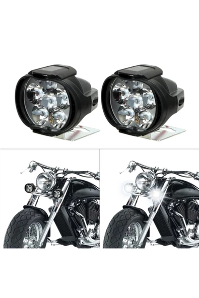 ARSVİSİON AUTO ACCESSORIES Motosiklet Led Sis Farı 2 Li Set 12v 6 Led Çakar Modlü