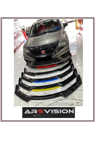 ARSVİSİON AUTO ACCESSORIES Universal Beyaz Ön Ek 4 Parça Dilli Lip Piano Black - 2