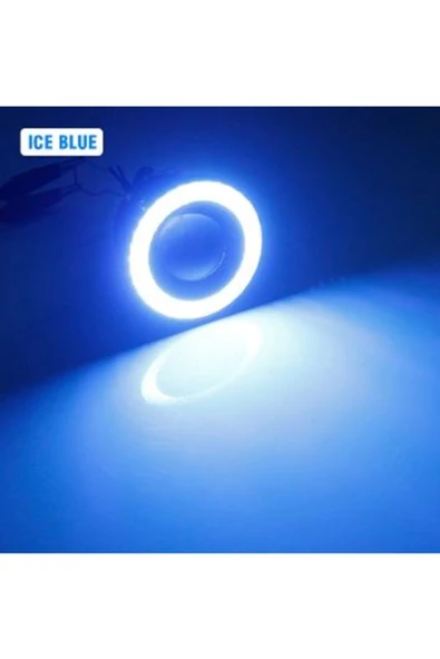 SAHLAN 89 Mm Buz Mavi Mercekli Angel Led Halkalı Sis Far Metal Gövde - 2