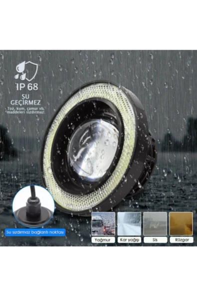 MISIRLIGRUP 89 Mm Buz Mavi Mercekli Angel Led Halkalı Sis Far Metal Gövde - 3