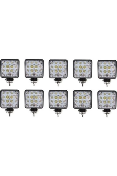 ARSVİSİON AUTO ACCESSORIES Off Road Beyaz Işık Sis Farı Lambası 16 Led Kare 12-24v 48 Watt 10 ADET
