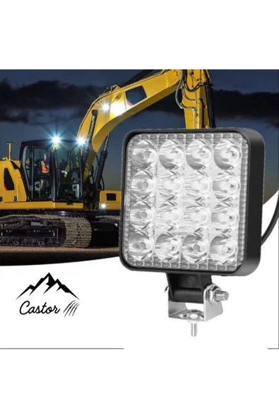 reyoto 10 Adet Off Road Beyaz Işık Sis Farı Lambası 16 Led Kare 12-24v 48 Watt - 3