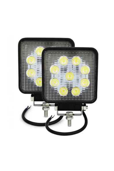 hilalshops Off Road Kare Sis Farı Sis Lambası 9 Led Su Geçirmez 12-24v Güçlü X 2 Adet ürün görseli 1