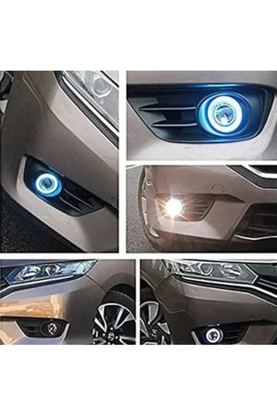 MISIRLIGRUP 89 Mm Buz Mavi Mercekli Angel Led Halkalı Sis Far Metal Gövde