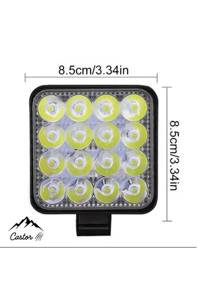 reyoto 10 Adet Off Road Beyaz Işık Sis Farı Lambası 16 Led Kare 12-24v 48 Watt - 4