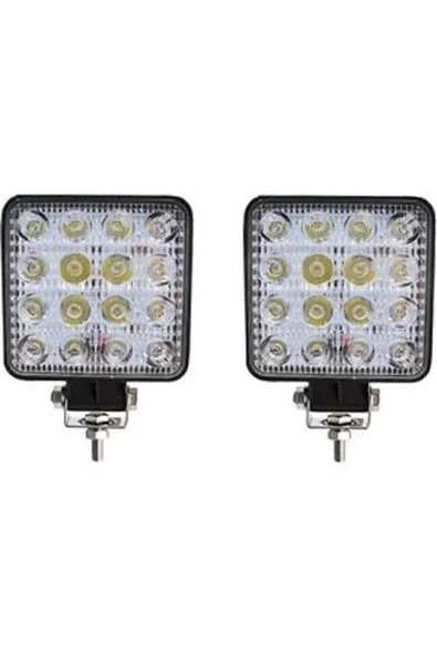 Kgn Off Road Sis Farı - Lamba 16 Led Kare Çalışma Lambası 2 Adet