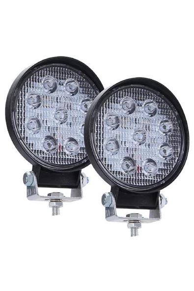 Schenna Off Road Gündüz Farı 9 Led Yuvarlak Çalışma Lambası 27w - 2 Adet