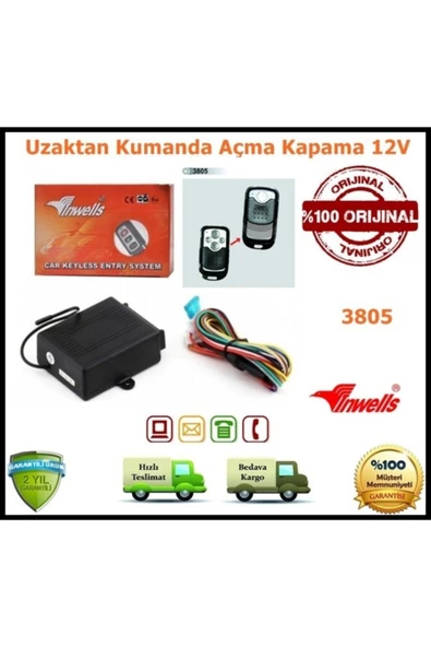 Inwells Oto Uzaktan Kumanda Açma Kapama Seti 12volt 3805 - Resim 2